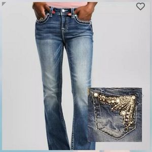 Miss Me Women's Denim Boot Cut Jeans with Gold Accents